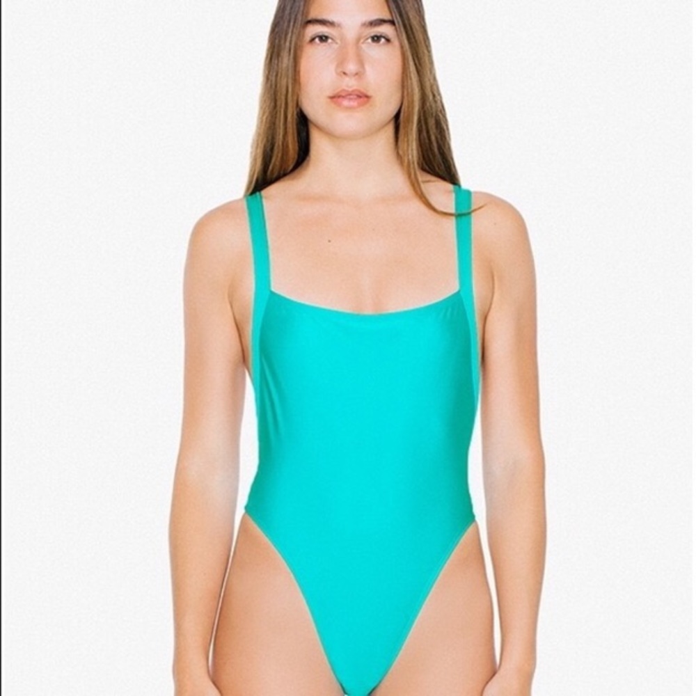 AMERICAN APPAREL• high leg cross back swim suit